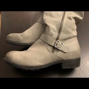 Grey washed knee high Boots (wide calf)